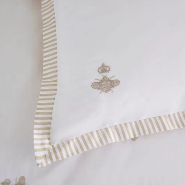 Dorma Bee Embroidery 100% Cotton Oxford Pillowcase Pair 2 Dorma Bee Embroidery 100% Cotton Oxford Pillowcase Pair - Image 2