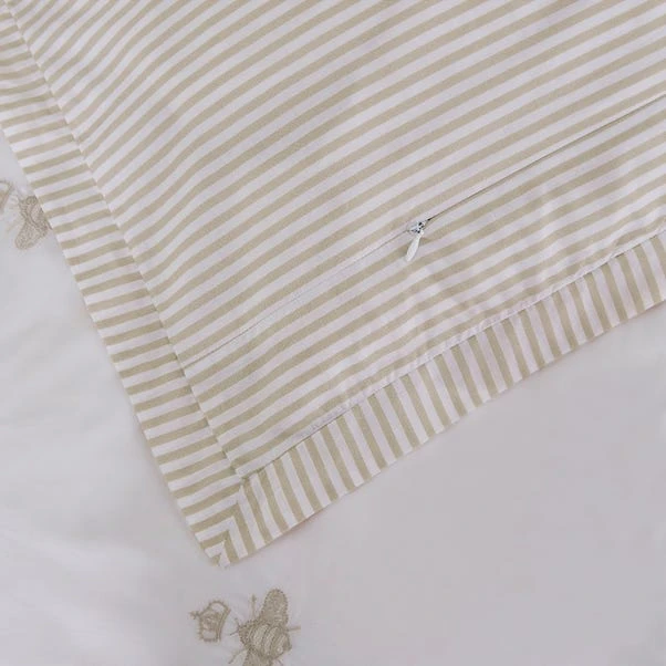 Dorma Bee Embroidery 100% Cotton Oxford Pillowcase Pair 3 Dorma Bee Embroidery 100% Cotton Oxford Pillowcase Pair - Image 3