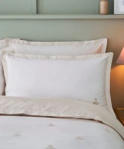 Dorma Bee Embroidery 100% Cotton Oxford Pillowcase Pair 7 Dorma Bee Embroidery 100% Cotton Oxford Pillowcase Pair -Dunelm-shop 30755637 alt03