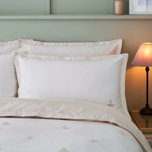 Dorma Bee Embroidery 100% Cotton Oxford Pillowcase Pair 4 Dorma Bee Embroidery 100% Cotton Oxford Pillowcase Pair - Image 4