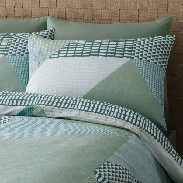 Catherine Lansfield Larsson Geo Green Duvet Cover And Pillowcase Set 2 Catherine Lansfield Larsson Geo Green Duvet Cover And Pillowcase Set - Image 2
