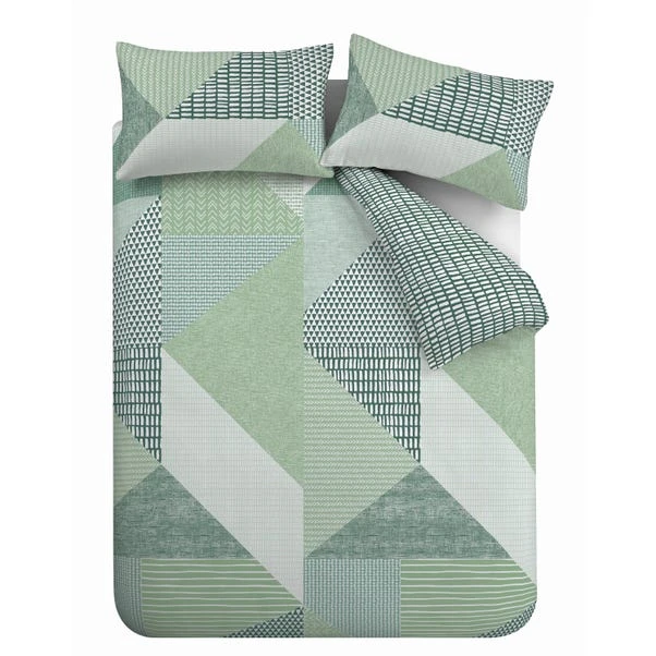 Catherine Lansfield Larsson Geo Green Duvet Cover And Pillowcase Set 5 Catherine Lansfield Larsson Geo Green Duvet Cover And Pillowcase Set - Image 5
