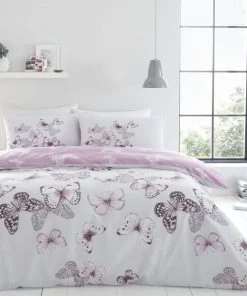 Catherine Lansfield Scatter Butterfly Heather Duvet Cover And Pillowcase Set