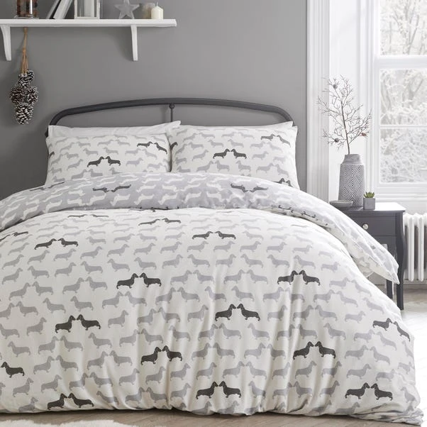 Fusion Snug Dudley Love Grey 100% Brushed Cotton Duvet Cover Set 1 Fusion Snug Dudley Love Grey 100% Brushed Cotton Duvet Cover Set
