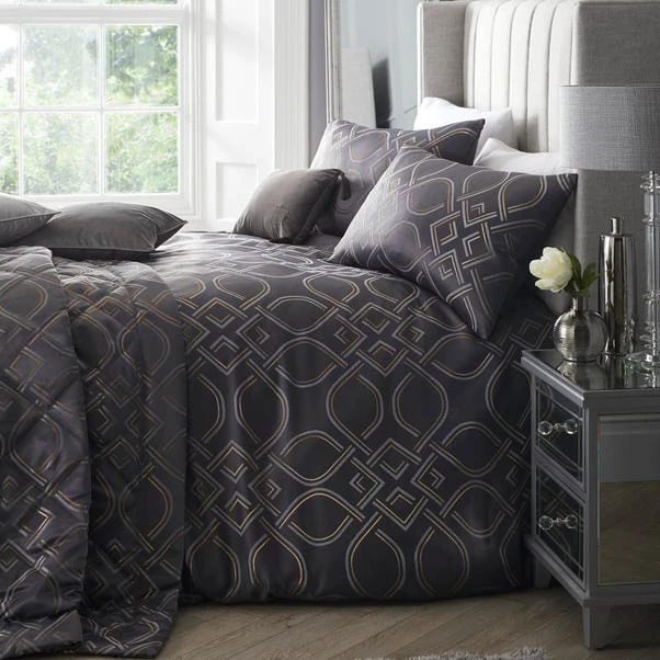 Laurence Llewelyn-Bowen Tie The Knot Slate Duvet Cover And Pillowcase Set 1 Laurence Llewelyn-Bowen Tie The Knot Slate Duvet Cover And Pillowcase Set