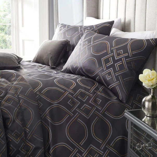 Laurence Llewelyn-Bowen Tie The Knot Slate Duvet Cover And Pillowcase Set 4 Laurence Llewelyn-Bowen Tie The Knot Slate Duvet Cover And Pillowcase Set - Image 4