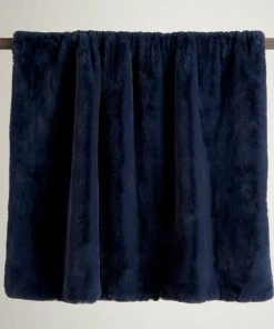 Dunelm Silky Soft Faux Fur Throw Navy