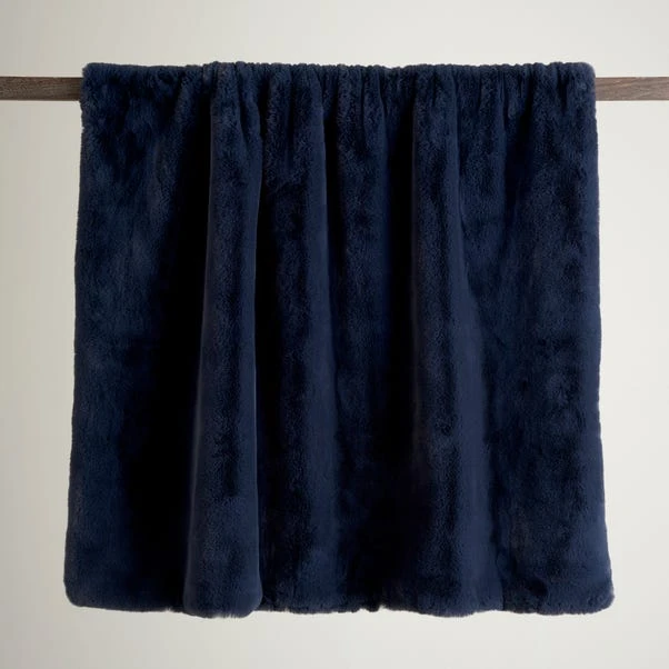 Dunelm Silky Soft Faux Fur Throw Navy 1 Dunelm Silky Soft Faux Fur Throw Navy