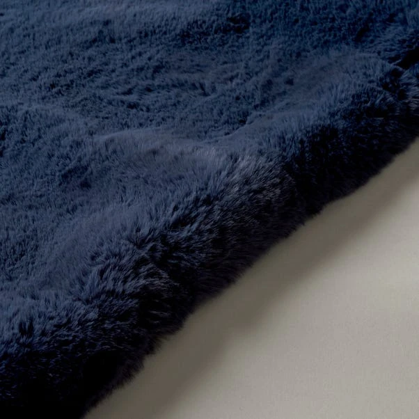 Dunelm Silky Soft Faux Fur Throw Navy 2 Dunelm Silky Soft Faux Fur Throw Navy - Image 2