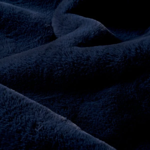 Dunelm Silky Soft Faux Fur Throw Navy 4 Dunelm Silky Soft Faux Fur Throw Navy - Image 4