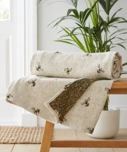 Dunelm Bee Jaquard Throw Natural