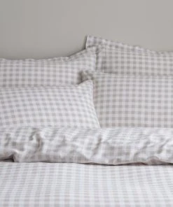 Dunelm Gingham Natural 100% Cotton Duvet Cover And Pillowcase Set -Dunelm-shop 30768739 alt02