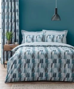 Elements Iver Geo Teal Duvet Cover And Pillowcase Set