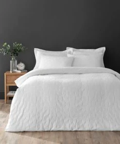 Elements Sten White Jacquard Duvet Cover And Pillowcase Set