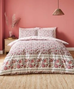 Dunelm Zarah Pink Duvet Cover And Pillowcase Set