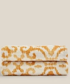 Dunelm Printed Fleece Sitara 130x160cm Throw Old Gold -Dunelm-shop 30771204 alt03
