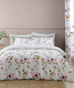 Dunelm Country Bird Pink Duvet Cover And Pillowcase Set