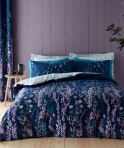Dunelm Whimsical Floral Midnight 100% Cotton Duvet Cover And Pillowcase Set