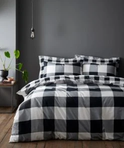 Dunelm Luca Buffalo Mono Duvet Cover And Pillowcase Set