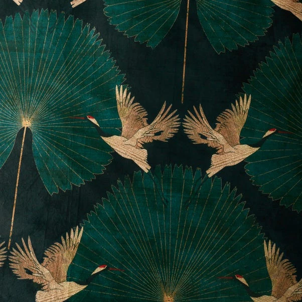 Dunelm Luxe Cranes Emerald Duvet Cover And Pillowcase Set 3 Dunelm Luxe Cranes Emerald Duvet Cover And Pillowcase Set - Image 3