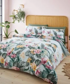 Catherine Lansfield Tropical Floral Duvet Cover And Pillowcase Set