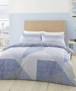 Catherine Lansfield Larsson Geo Blue Duvet Cover And Pillowcase Set