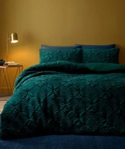 Dunelm Indra Velour Emerald Duvet Cover And Pillowcase Set
