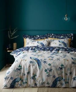 Dunelm Peacock Blue Duvet Cover And Pillowcase Set
