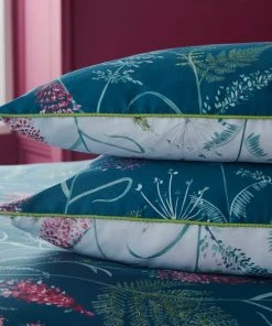Dorma Winter Garden Teal 100% Cotton Reversible Duvet Cover And Pillowcase Set -Dunelm-shop 30772255 alt03