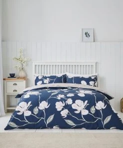 Dunelm Lois Navy Duvet Cover And Pillowcase Set