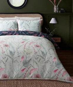 Dorma Winter Garden Navy 100% Cotton Reversible Duvet Cover And Pillowcase Set -Dunelm-shop 30772808 alt02