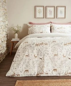 Dunelm Folk Stag 100% Brushed Cotton Duvet Cover And Pillowcase Set