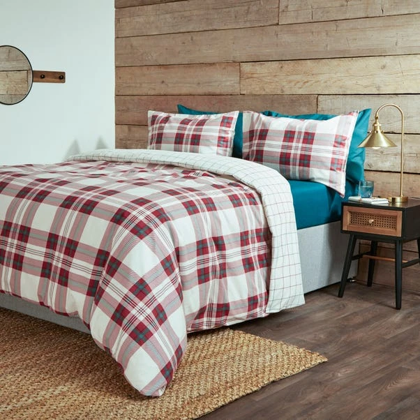 Dunelm Piper Red Check 100% Brushed Cotton Duvet Cover And Pillowcase Set 3 Dunelm Piper Red Check 100% Brushed Cotton Duvet Cover And Pillowcase Set - Image 3