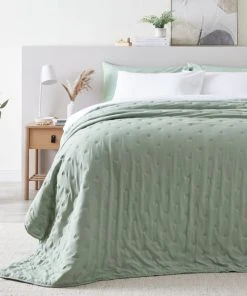 Dunelm Ella Washed Sage Bedspread