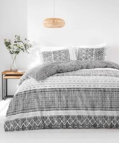 Dunelm Jax Global Black 100% Cotton Duvet Cover And Pillowcase Set