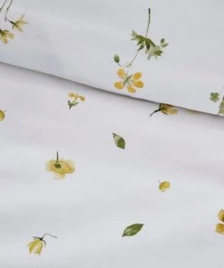 Dunelm Pressed Floral Yellow 100% Cotton Duvet Cover And Pillowcase Set -Dunelm-shop 30783531 alt04