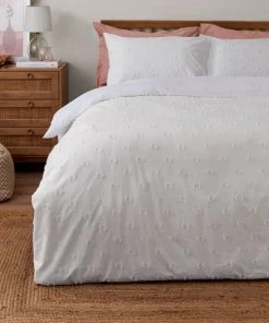 Dunelm Thyra Tufted White Spot Duvet Cover And Pillowcase Set