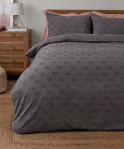 Dunelm Thyra Tufted Grey Spot Duvet Cover And Pillowcase Set