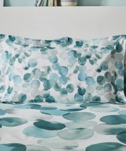 Dunelm Watercolour Circles Teal Oxford Pillowcase