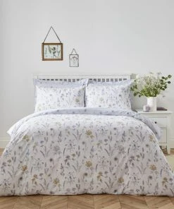 Dunelm Floral Stem Purple Duvet Cover And Pillowcase Set