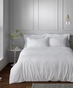 Dunelm Skyler White Duvet Cover And Pillowcase Set