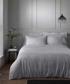 Dunelm Skyler Silver Duvet Cover And Pillowcase Set