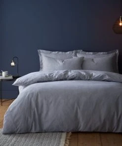 Dunelm Addison Stripe Navy Duvet Cover And Pillowcase Set