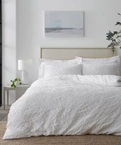 Dunelm Stanton Jacquard White Duvet Cover And Pillowcase Set