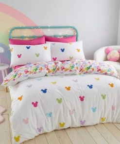 Disney Mickey Rainbow Duvet Cover And Pillowcase Set