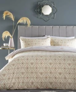 Furn Furn. Bee Deco Champagne Duvet Cover And Pillowcase Set