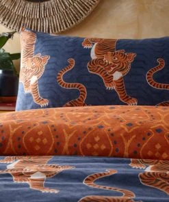 Furn Furn. Tibetan Tiger Blue Duvet Cover And Pillowcase Set -Dunelm-shop 30803627 alt03