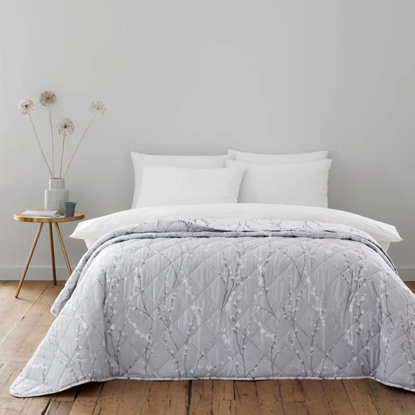 Dunelm Belle Floral Grey Bedspread 1 Dunelm Belle Floral Grey Bedspread
