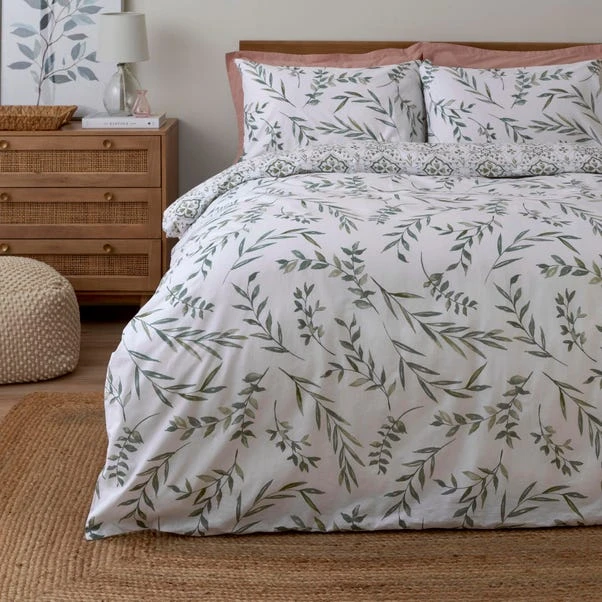 Dunelm Lara Leaf Anti-Allergy 100% Cotton Green Duvet Cover And Pillowcase Set 1 Dunelm Lara Leaf Anti-Allergy 100% Cotton Green Duvet Cover And Pillowcase Set