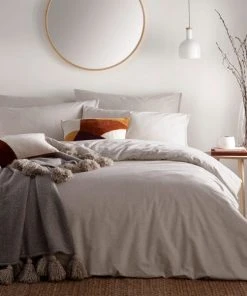 The Linen Yard Claybourne Natural 100% Cotton Duvet Cover & Pillowcase Set